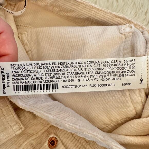 Zara High Rise Flat Front Corduroy Pants Girls 11-12 - Picture 7 of 13